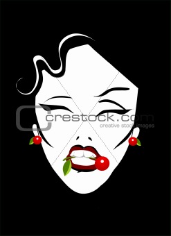 Retro woman with cherry poster