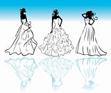 Wedding dress icons collection vector silhouette