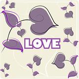 Love you greeting card, invitation, poster. Vector heart flower 
