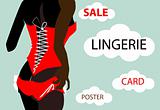 Luxury woman in lingerie sale poster, sexy nude woman, elegant f