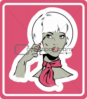 woman make up icon, card, poster, sticker. Mascara
