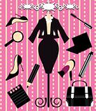 Businesswoman fashion icons set