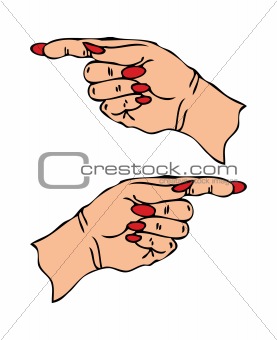 Pointing Female hand finger with manicure