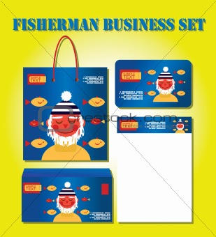 fisherman business set: card bag pack letter