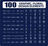 100 Graphic, floral, tattoo design elements books, cards decor o