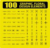 100 Graphic, floral, tattoo design elements books, cards decor o