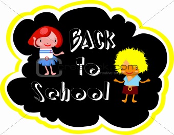 Back to school illustration with happy kids joy