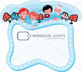 Back to School vector frame border baby, nature,car fake paper t
