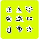 Beach vacation vector icons set 1
