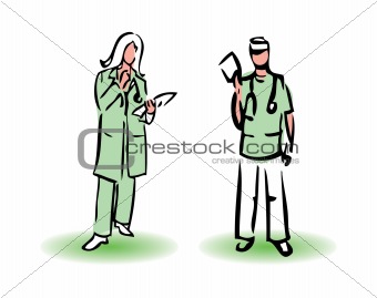 Doctors man and woman icons