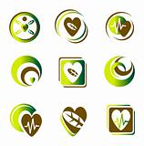 Set of heart symbols and bio eco signs for design. Jpeg version 