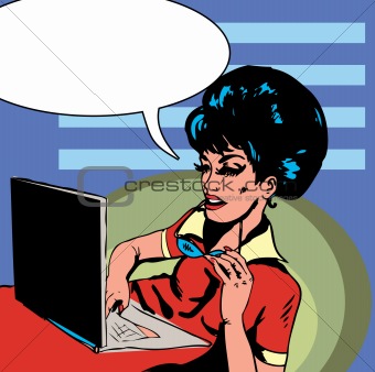 Popart Business woman  Illustration of business woman in office 