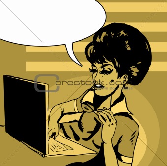 Popart Business woman  Illustration of business woman in office 