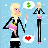 Businesswoman work money love concept