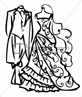 Couple Wedding dress white and black