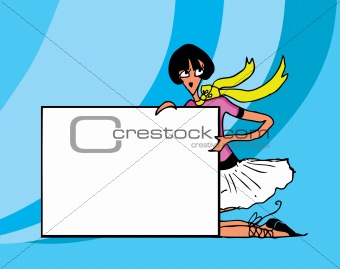 Pretty girl with the big frame vector doodle background