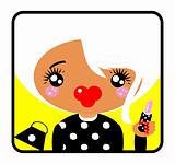 Cosmetic Girl Icons, Label, Sticker. Glam Lady emblem from big k
