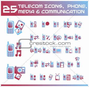 Telecom, media and communication icons. vector Icons for Web App