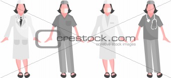 Medical staff - Vector Surgeon, Woman Doctor icons  web set