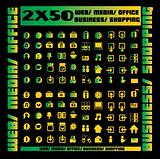 100 green icons set - web / media / office / business / shopping