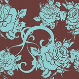 Seamless vector floral background rose retro dark