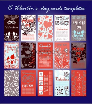 15 Valentin`s day cards templates set. To see similar
