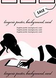 Sexy woman with book Lingerie poster, sale background, fake card