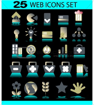 Icon Set for Web Applications - Vector on dark background