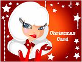 beautiful sexy girl wearing santa claus clothes card