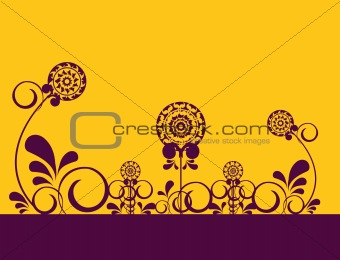 Abstract flowers on orange background