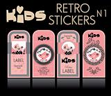 Kids vector set: vintage labels