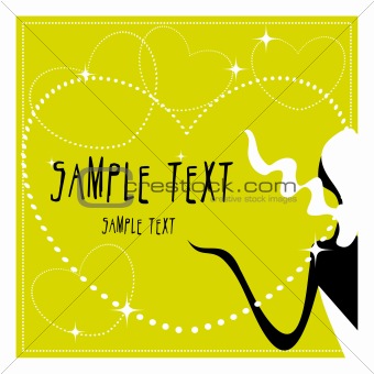 Vector love card jewelry and beauty woman silhouette