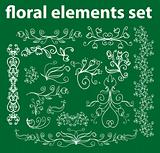 floral elements set vector design elements