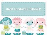 kids with banner back to school
