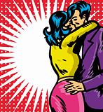 Pop art comic 1 Love Couple Kiss Vector illustration of man and 