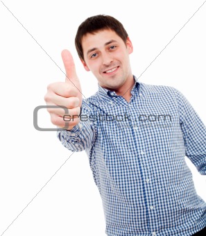 Man gesturing success sign