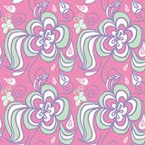 Abstract Flower seamless background doodle with butterfly