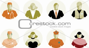 8 Vector Icons diverse people 