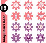 Baby Flower Icons Set Vector Frame