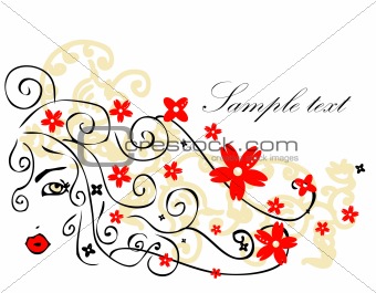 Beautiful girl with long hair vector illustration