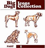Set of dogs silhouette Big dogs Icons Collection vector