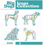 Set of dogs silhouette Big dogs Icons Collection vector