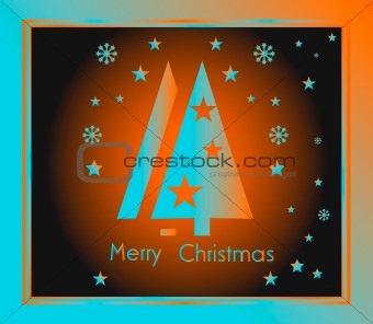 Orange and Blue Christmas Background Card