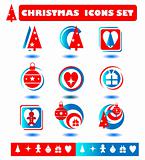 Christmas icons set abstract brand symbols of the new year