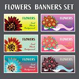 Colorful flower web banner set cards background