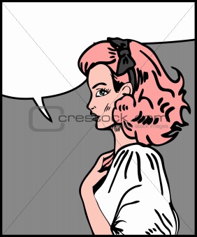 Comics Girl with Bubble speech vector vintage illustrations