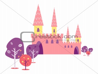 Invitation card with Magic Fairy Tale Princess Castle