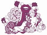 Sexy Woman and Roses T-shirt design element