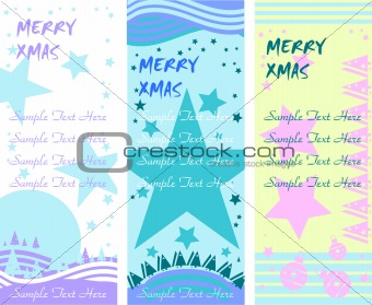 Three Christmas banners with xmas eve, stars and snow template