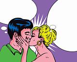 Woman kiss man Passion Love Sex Retro Popart style